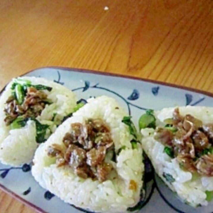 ∝大根葉胡麻油；蜆時雨風味結び∝